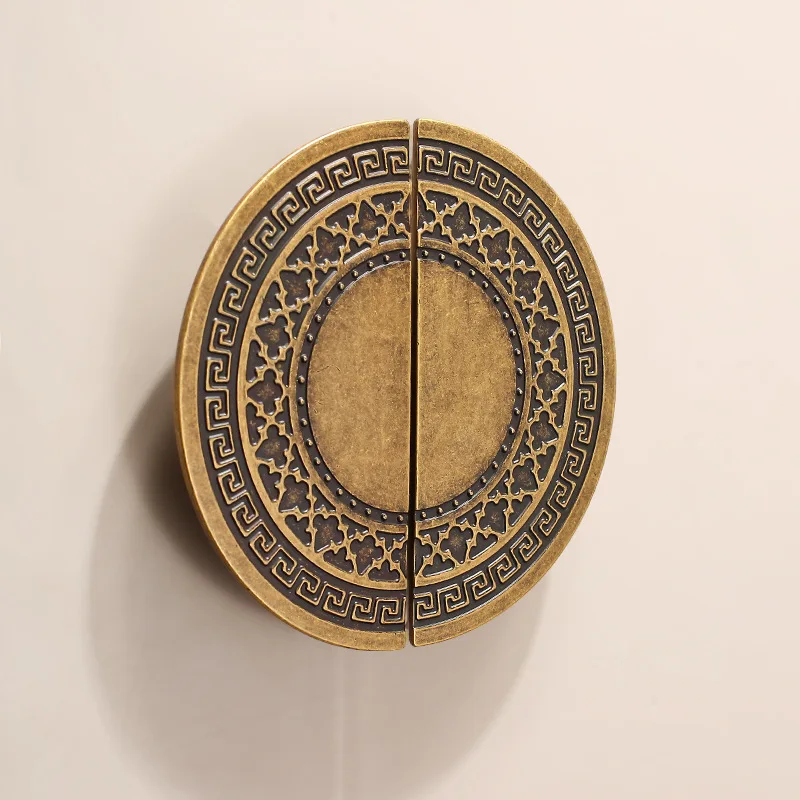 New Chinese Cabinet Pulls Cabinet Drawer Wardrobe Antique Copper Pair Semicircular Handle Furniture Hardware