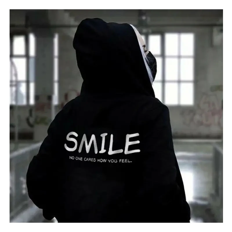 smile no one cares how you feel Women Hoody Sweatshirts Pullovers unisex quote pure cotton Streetwear jumper casual tops hoodies