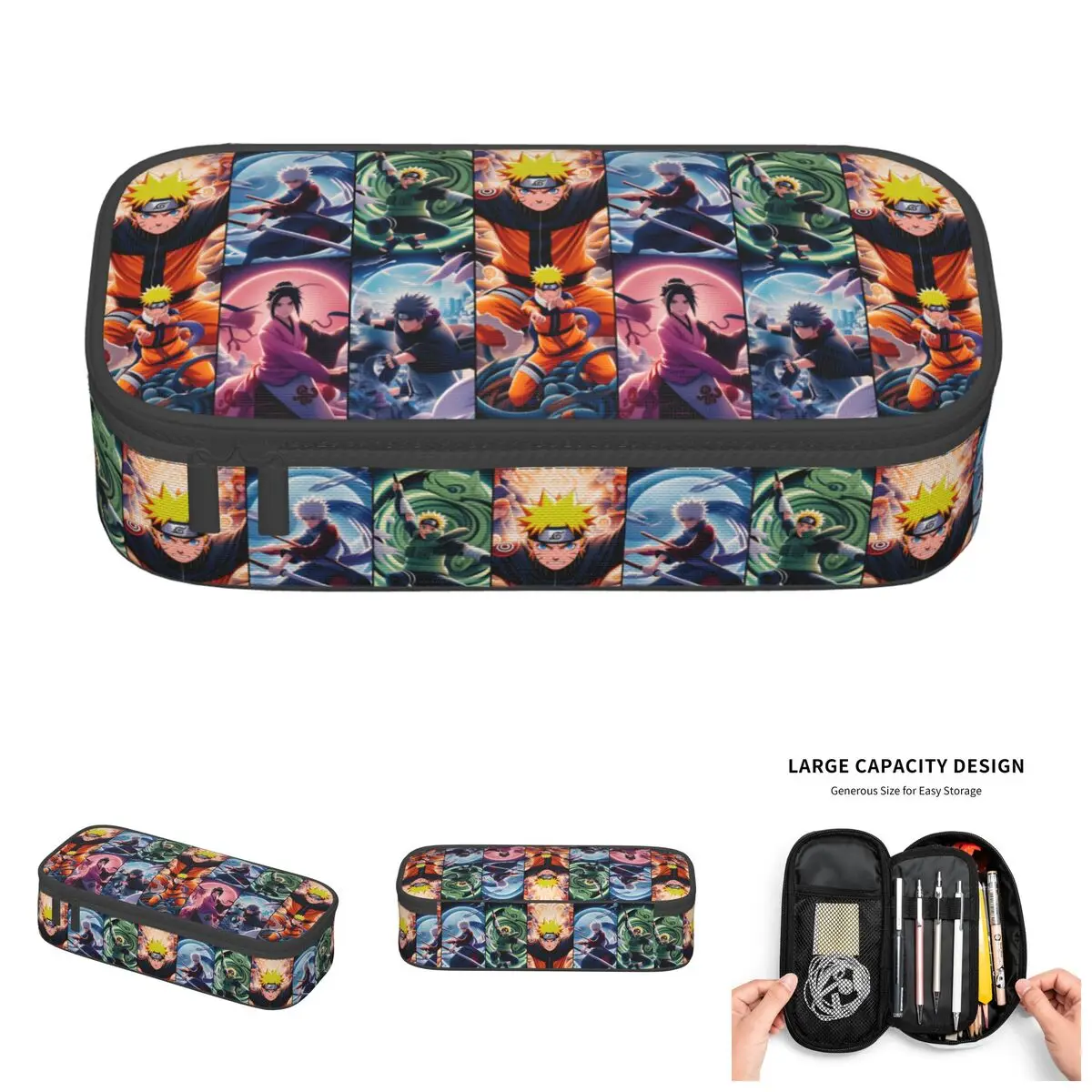 

Senju Tobirama Naruto Uzumaki Naruto Pencil Cases for Uchiha Sasuke Hyuga Hinata Large Storage Pen Bag Box School Supplies