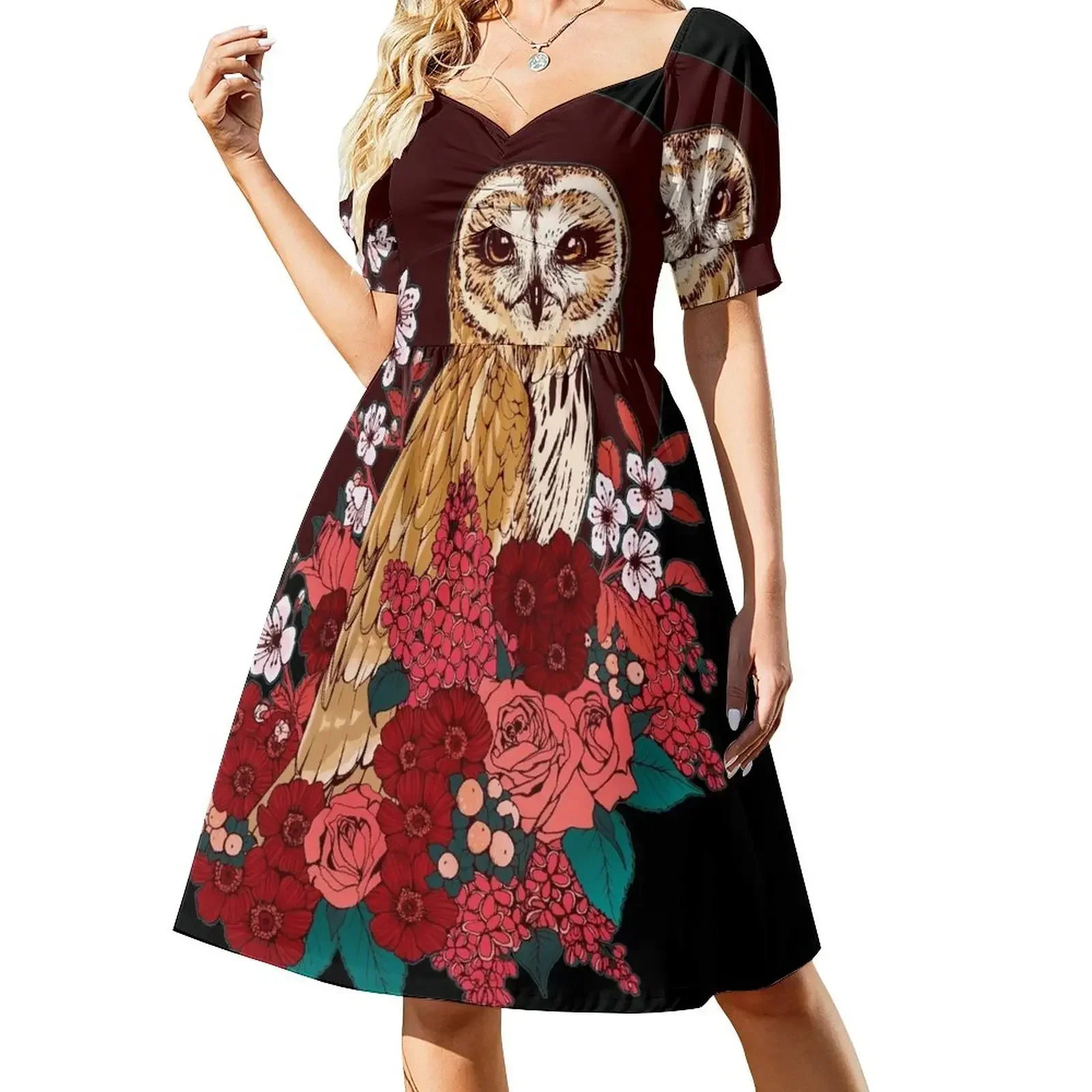 Owl Floral Eclipse Sleeveless Dress Woman's evening dress prom dress 2025