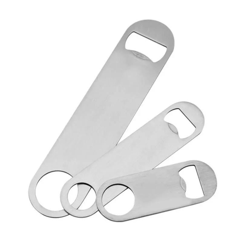 1PC Durable Beer Bottle Opener Stainless Steel Flat Speed Bottle Cap Opener Remover Bar Blade Kitchen Tool