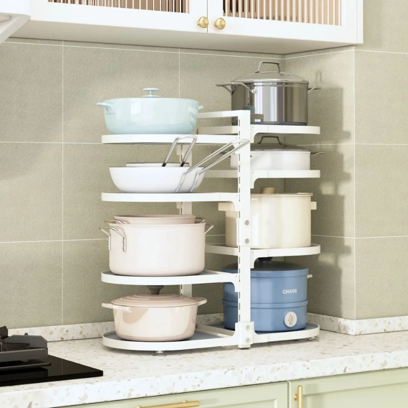 Multi-Layer Kitchen Pot Rack Household Countertop Organizer Sink and Cabinet Storage Solution Compact Layered Shelf
