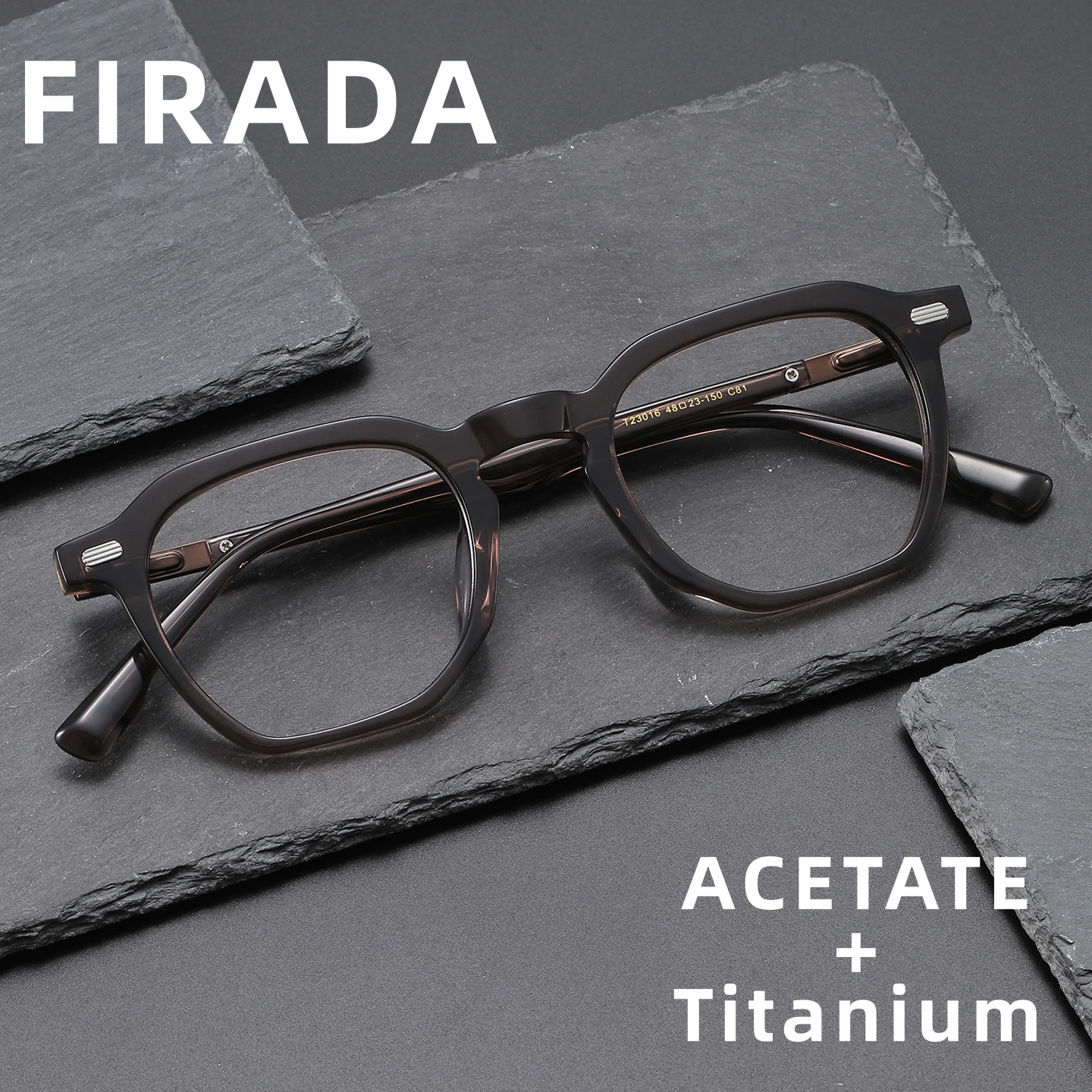 FIRADA Fashionable and Comfortable Eyewear Luxury Retro Eyeglasses Acetate Fiber Pure Titanium Glasses Frame Men Women T23016-C
