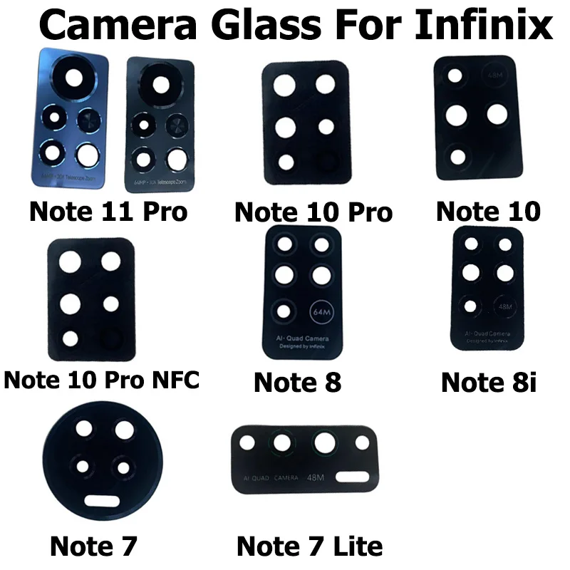 For Infinix Note 11 Pro X697 Rear Back Camera Glass Lens With Glue Sticker For Infinix Note 10 8 8i 7 Lite