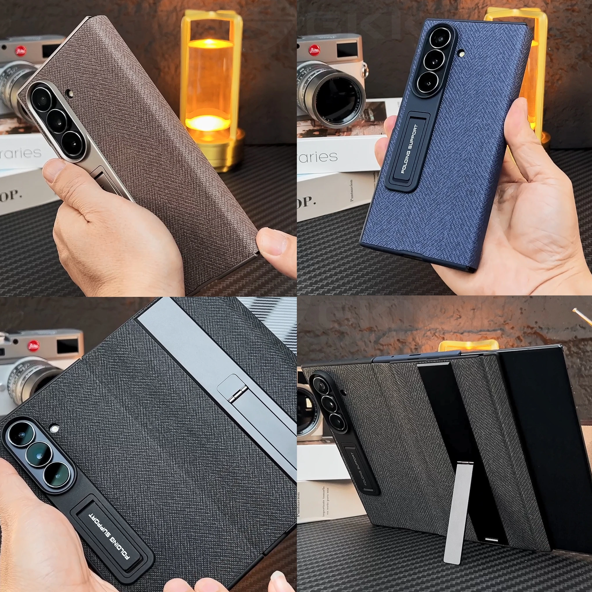 

For Samsung Galaxy Z Trifold Case Nylon Fabric Magnetic Fold Stand Outer Screen Glass Protective Cover For Galaxy Z Trifold Case