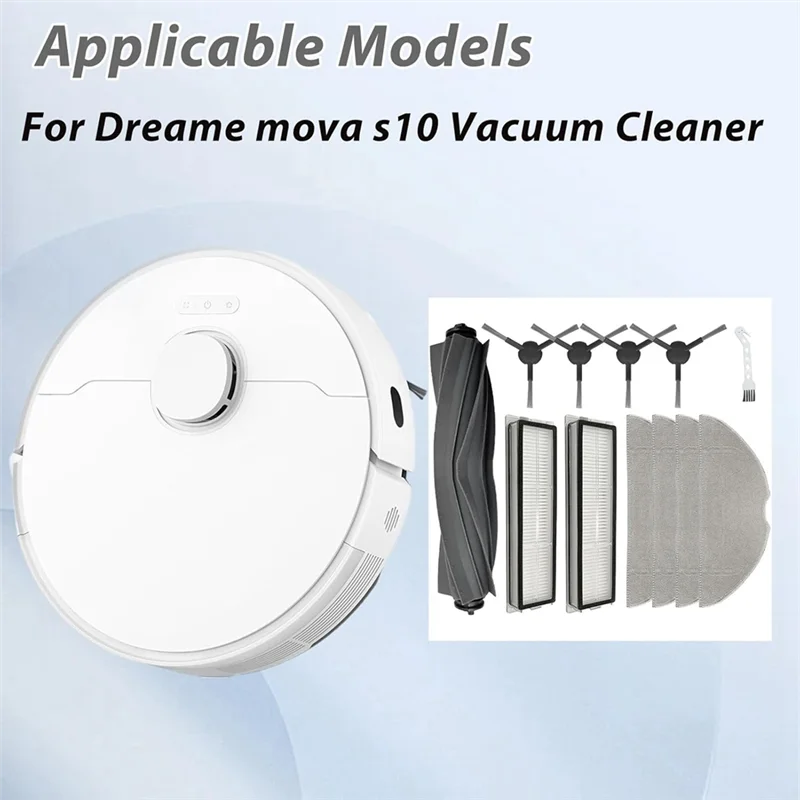 ABRW-Kit di accessori per Dreame Mova S10 Aspirapolvere Spazzola principale Spazzola laterale Filtro HEPA Mop Pad