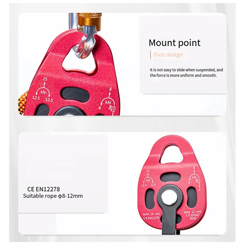 Ascender Heberolle 4KN Klettern Locking Rigging Lifter Outdoor Tragbare Notfall-Bergsteigerausrüstung