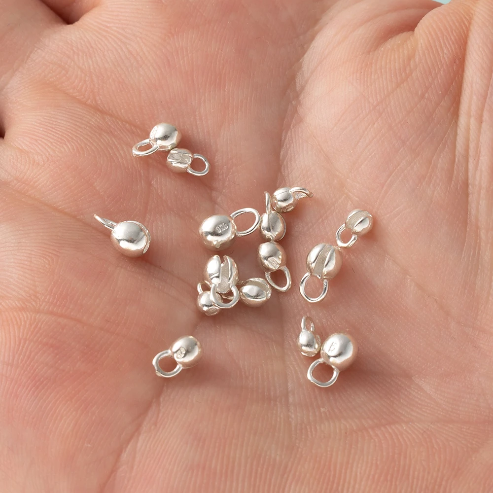 5Pcs 925 Sterling Silver Crimp Clasps Wrapped Cord Buckle Connectors For DIY Bracelet Necklace Jewelry Making Findings Accessory