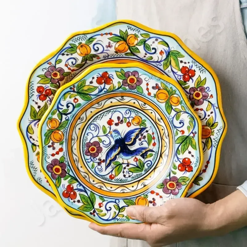 Ceramic Plates Irregular Dinner Plate Steak Pasta Dessert Fruit Vegetable Salad Tableware Household Use Decoration Ceramic Plate