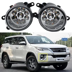 1pair H11 Car Styling Fog Light LED Light Daytime Running Light DRL White Yellow For Toyota Fortuner 2015 2016 2017 Halogen lamp