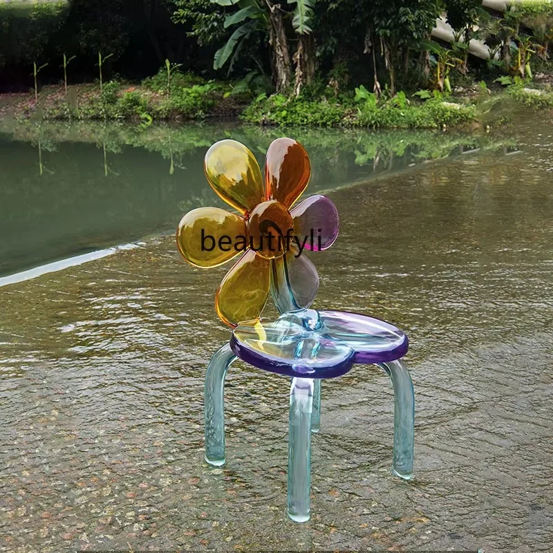 Italian dining chair designer seat stool transparent resin light luxury back chair household high-end crystal stool