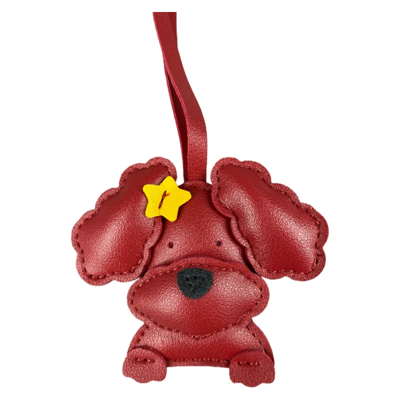 3D-Plüsch-Anhänger mit Pudel-Hundetasche – hergestellt aus robustem PU-Leder mit einer Stern-Haarspange, gut genäht und vollständig gefüllt, Geschenk – Detail 7