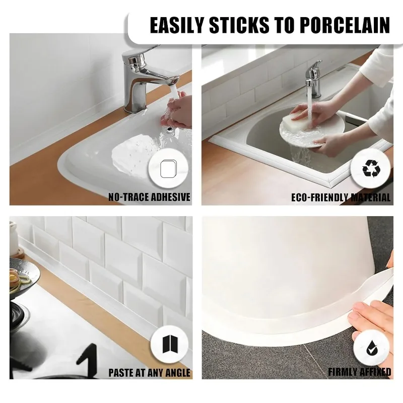 1pc Bathroom Waterproof Wall Stickers Sealing Tapes PVC Adhesive Sealing Strips Sink Edge Tape Kitchen Bathroom Accessories