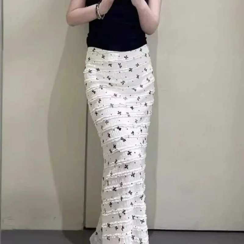 

Летняя женская юбка с бантом и принтом, расклешенная, средней длины, кружевная, элегантная, с завышенной талией, для отпуска, стильная, пляжная, длинная юбка