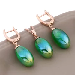 New Trendy Wedding Jewelry Set 585 Gold Color Hanging Earrings Ring Sets For Women Daily Fashion Jewelry