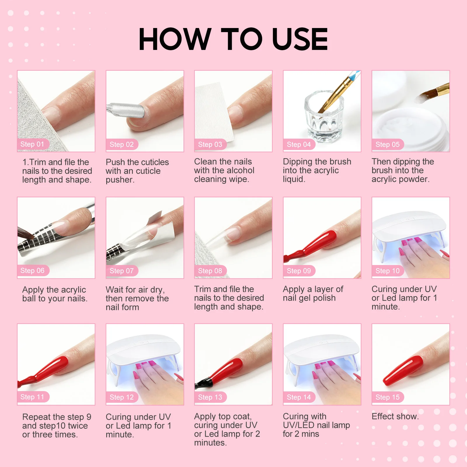 Coscelia-Juego de uñas de monómero líquido, polvo acrílico y EMA, esmalte de uñas de gel, taladro con lámpara UV para mujer, regalo de salón DIY