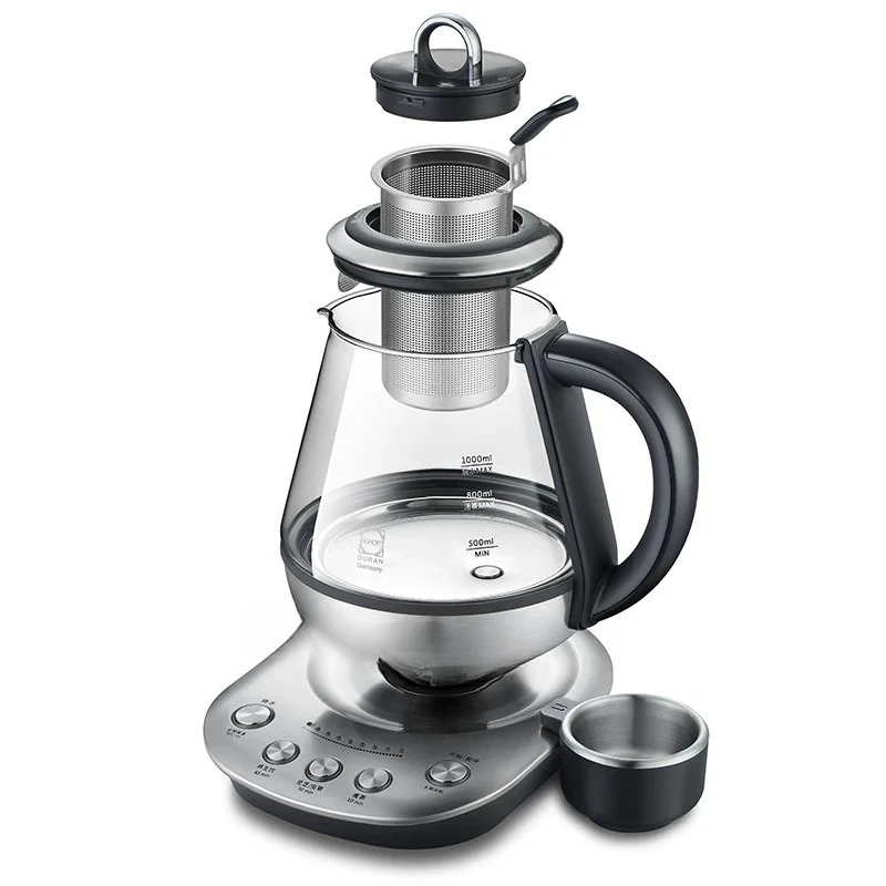 Multifunctional glass electric health pot, tea maker, flower teapot integrated, stainless steel tea leak filter, slag separation