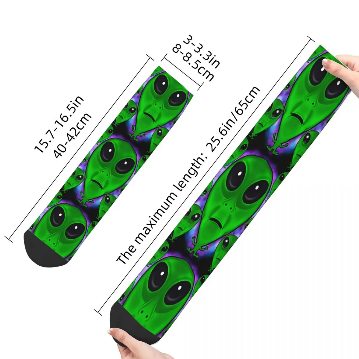 Funny Men's Socks Big Head Alien Retro Alien And UFO Pattern Harajuku Crazy Crew Sock Gift Pattern Printed