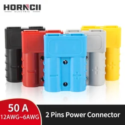 50A 2 Pin Power Connector 600V DC Two-pole Battery Quick Connector SB50 Charging Plug for Forklift Car RV Battery UPS Inverter