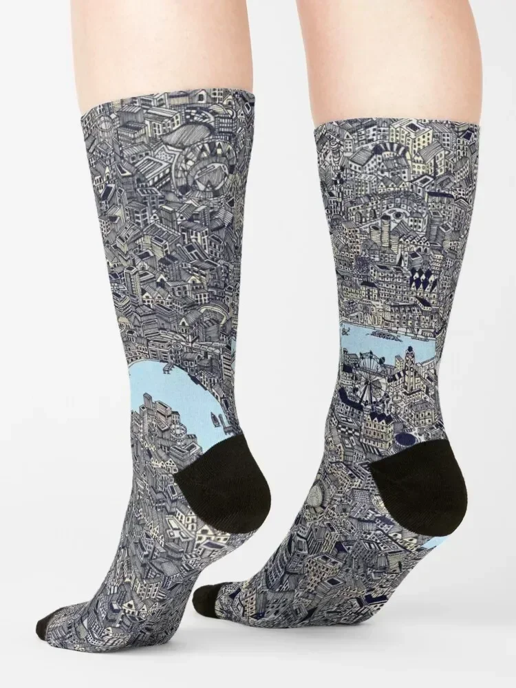 London Map Drawing color Socks Stockings compression New year's Lots cute Girl'S Socks Men's