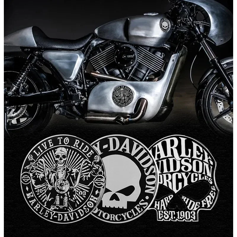 Car Modification 3D Stereo Metal Sticker Skull Logo for Harley Motorcycle Personality Decorative Sticker Body Sticker Tail Label