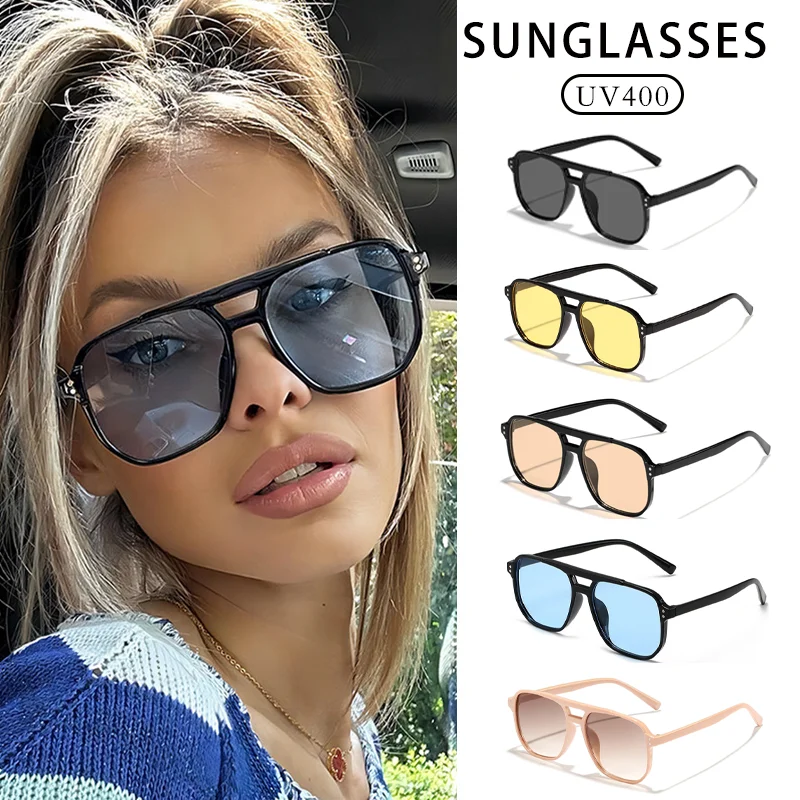 2025 nova moda feminina óculos de sol uv400 toldos anti-ultravioleta unisex óculos elegante feixe duplo lente piloto