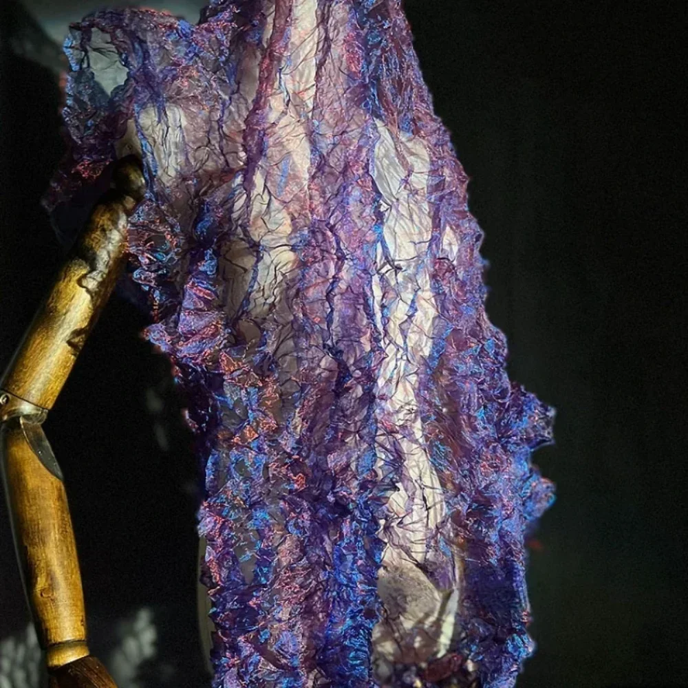 Crystal Mesh Fabric - Kain Jaring Laser Berlipit Kristal untuk