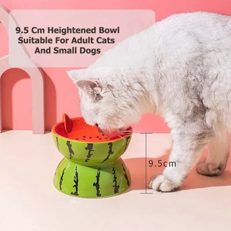 Cat Bowl Ceramic Protects Cervical Neck, Drinks Water, Eats Dog Snacks, Skew Mouth, High Foot Grain Bowl, Pet Products, Cat Bowl