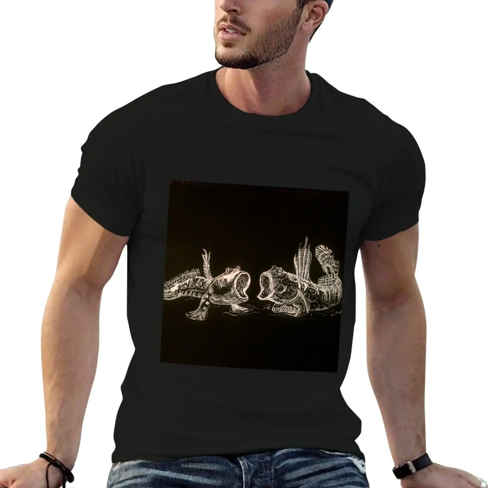 

Mudskippers animals wildlife in monochrome ink art T-Shirt printed t shirts for man man t shirt designer T-Shirt