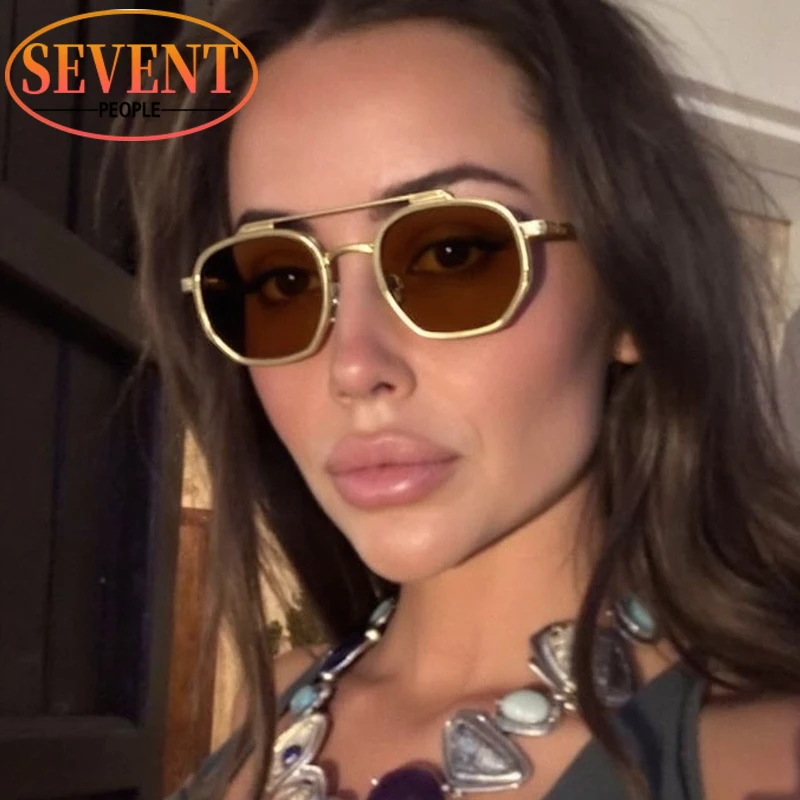

Vintage Steampunk Small Square Sunglasses Women 2026 Luxury Brand Classic Polygon Sun Glasses For Ladies Double Beam Eyewear