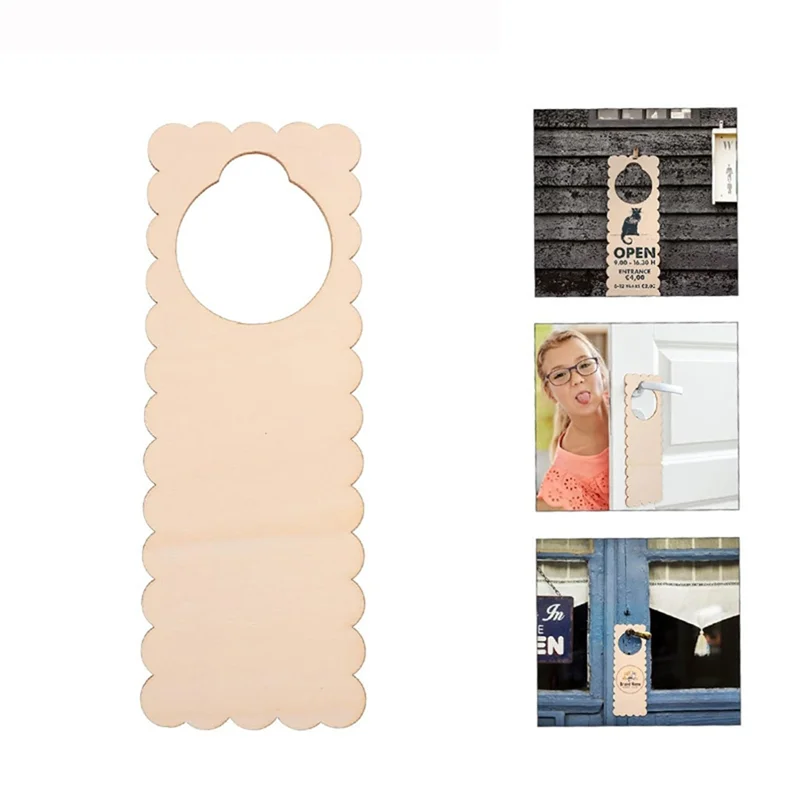 QWE-20PC perilla de puerta de madera sin terminar, colgador de perilla de puerta, carteles para pintar manualidades DIY, decoración del hogar, oficina, Hotel, uso comercial