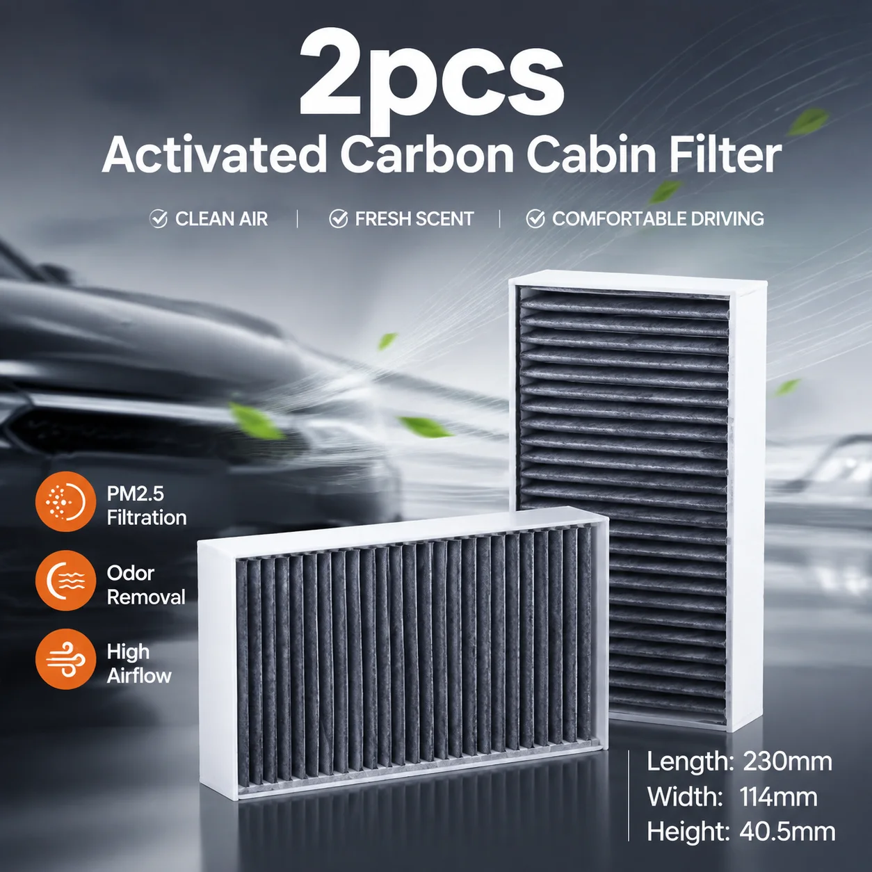 2pcs Cabin Air Filter For MINI Cooper S Countryman 2.0T F55 F56 Cabrio JCW One BMW 120i 218i 220i M240i X1 X2 I3 I01 F52