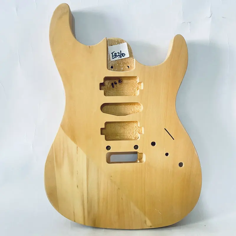 EB360  Electric Guitar Body  Unfinished for Guitar DIY Replace HSH Pickups Two Points Fixed Tremolo