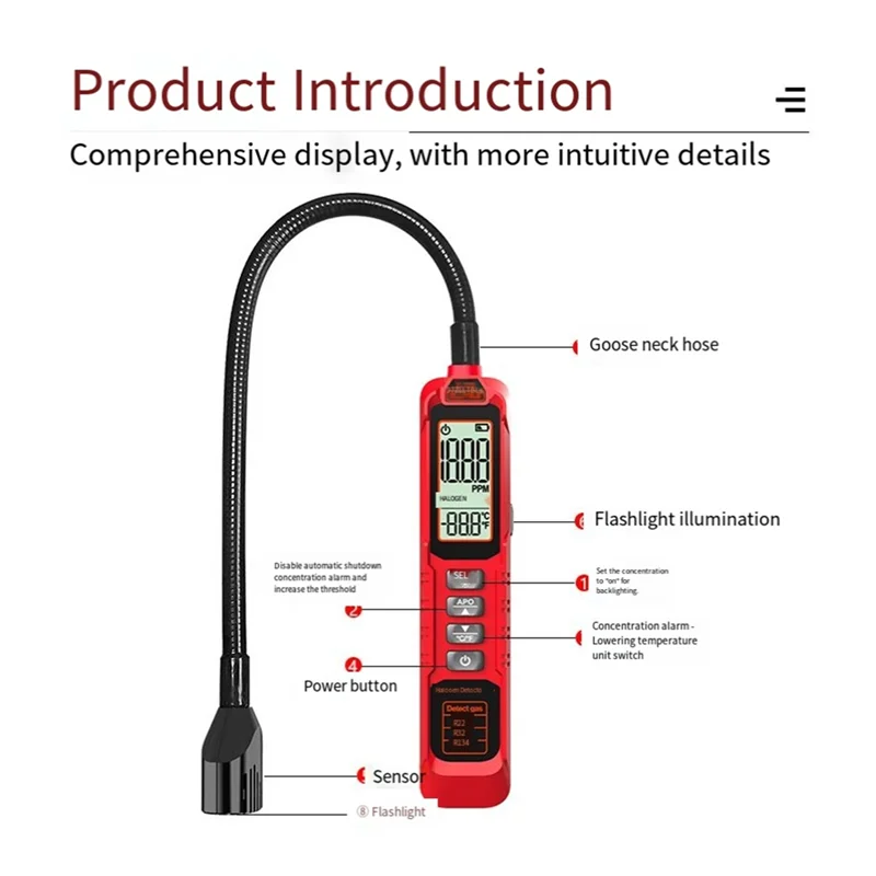【Buy Now】Refrigerant Leak Detector 0-1000PPM Air Conditioning HVAC Refrigerant Leak Detector CFC HFC HCFC HC HFO Tester