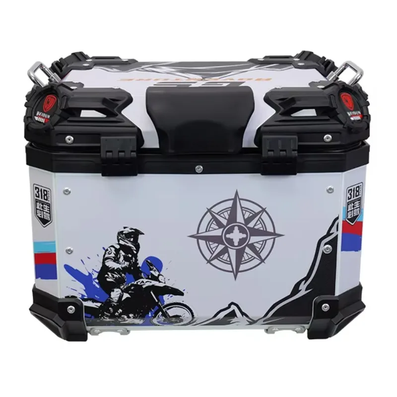 

STLF 45L Motorcycle Trunk Sticker Motorbike Tail Security Anti-theft Lock Aviation Waterproof Large Capacity Motorbike Boot Top