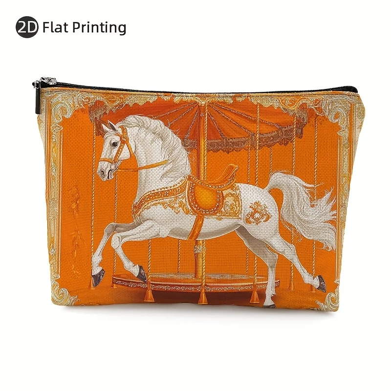 Un sac de maquillage conçu par carrousel – pochette multifonctionnelle à fermeture éclair, sac de rangement de bijoux, petit sac de rangement parfait à fermeture éclair pour voyage.