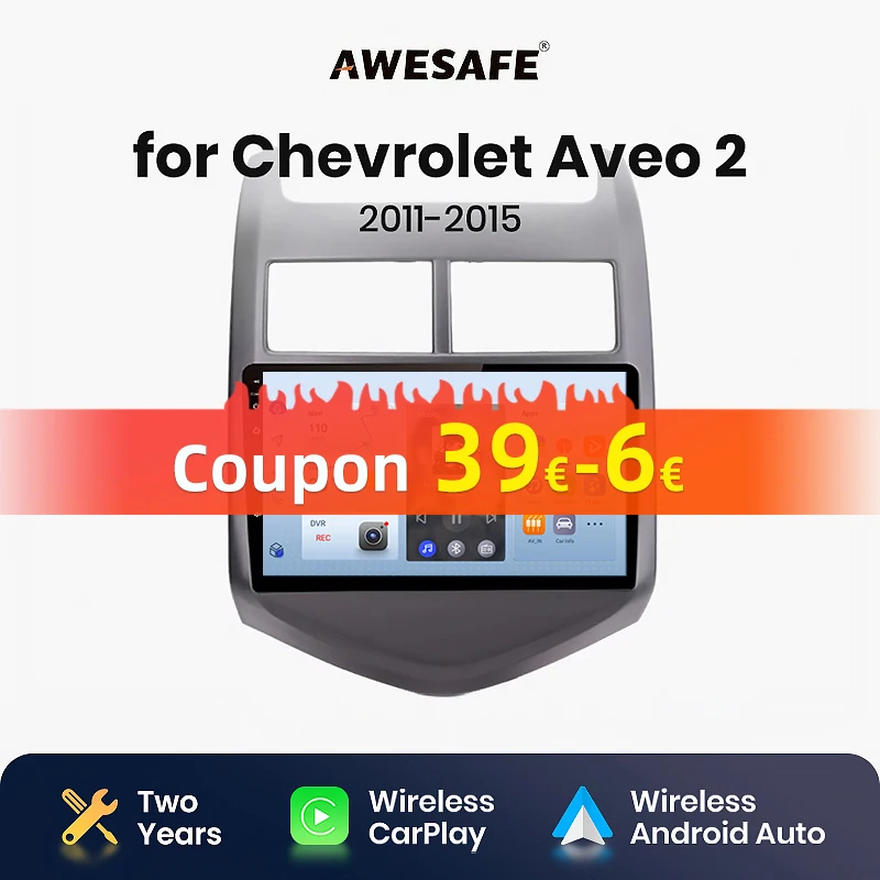 AWESAFE Wireless CarPlay Android Auto Radio for Chevrolet Aveo 2 Sonic T300  2011 2012 2013 2014 2015   GPS 2din autoradio