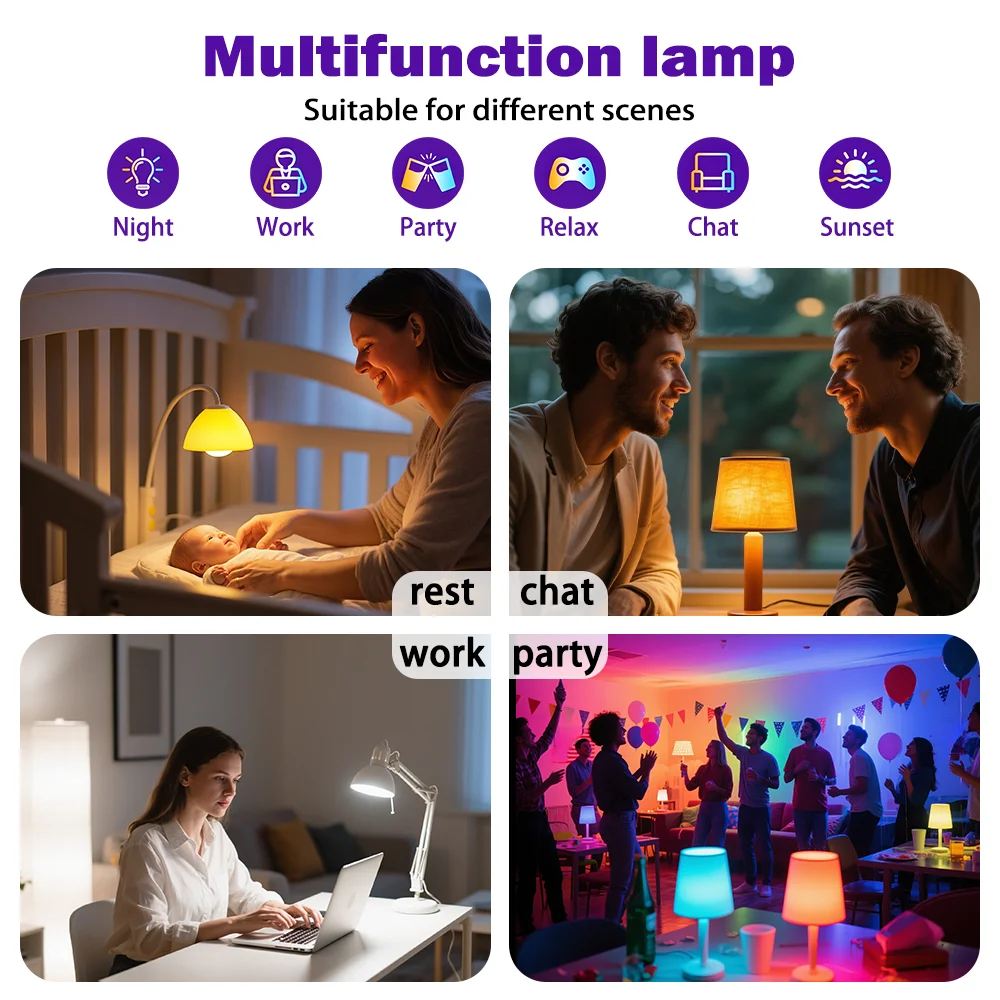 4pcs, Smart Bulbs, RGBCW LED Bulbs, Color Changing Dimmable Bulbs with App Control & Music Sync for Home Lighting.