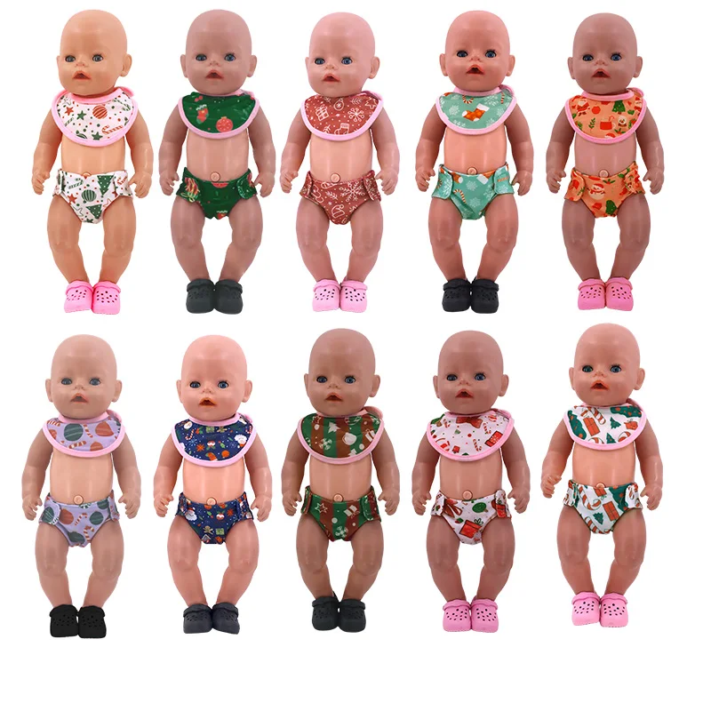 Schattig ondergoed kwijlen handdoek set 18 inch Amerikaanse pop en 43 cm pasgeboren babypop kleding kindercadeau, onze generatie