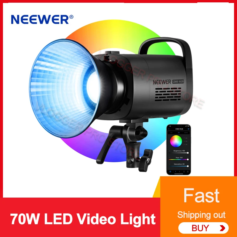 NEEWER CB60 70W LED COB Video Light High Power High Brightness Professional Photography Light 2700K-6500K CRI97+ for Video