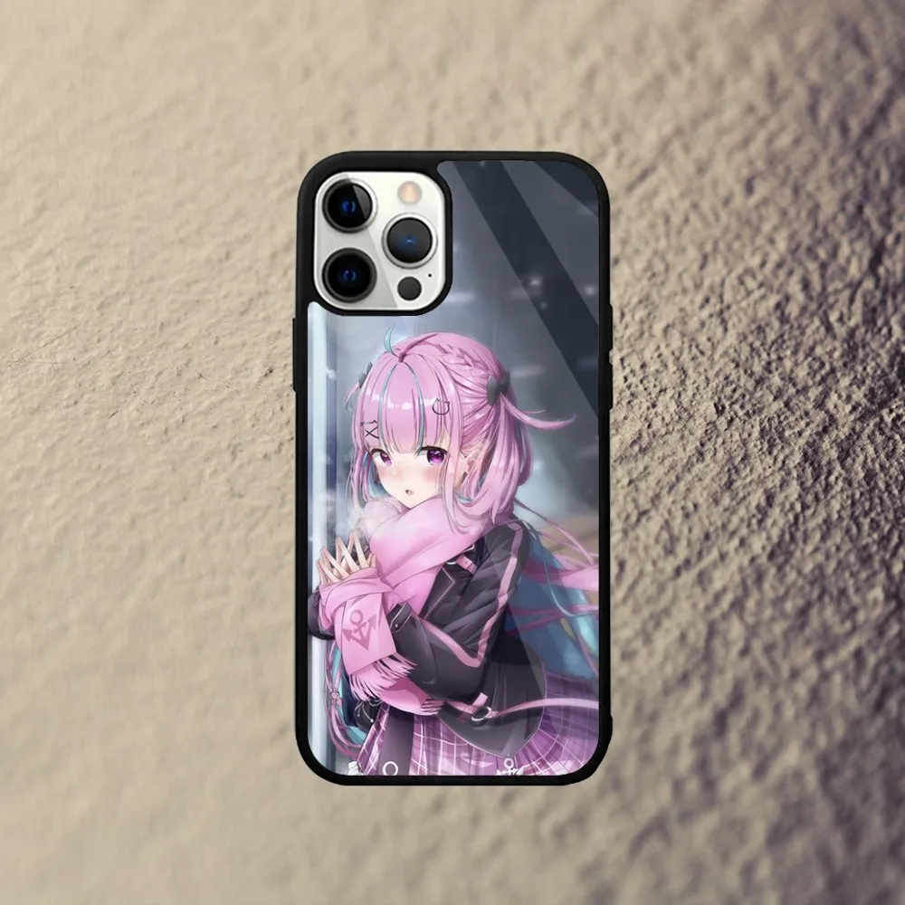 Minato Aqua Neko Phone Case For iPhone 16,15,14,13,12,11,Plus,Pro,Max Mini Magsafe Magnetic Wireless Charging