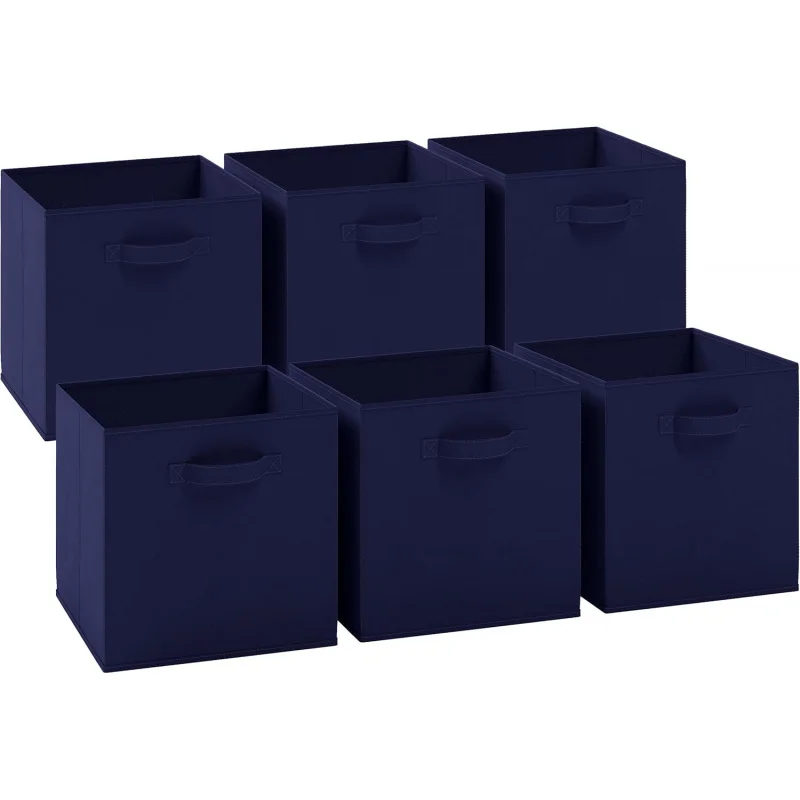 

6PCS 13 Inch Heavy Duty Fabric Storage Cubes Collapsible Bins for Closet Shelves Organization Clothes Toys Sturdy Foldable