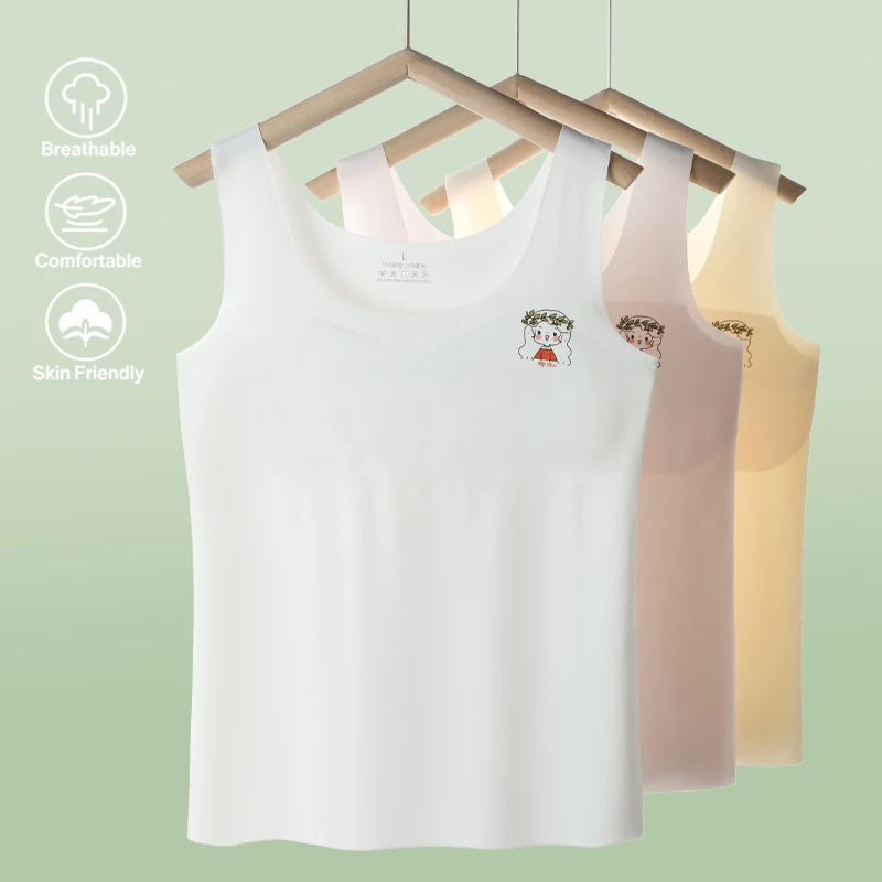 Thin, seamless, long-cut, no-bump, underwire-free bralette for adolescent girls in stages 1 and 2, suitable for schoolwear