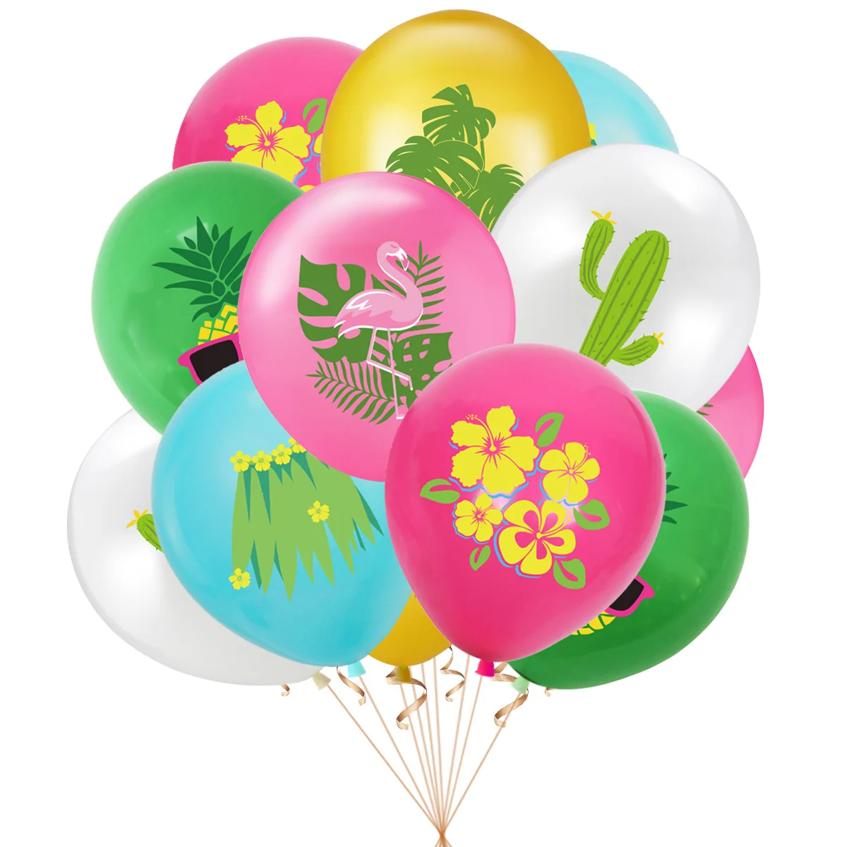 

50/100pcs 12inch Hawaiian Themed Party Decoration Balloon Pineapple Turtle Back Leaf Cactus Pattern Balloon Birthday Party Decor