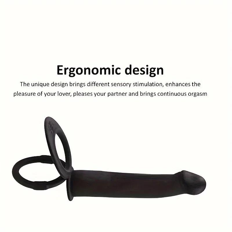 Silicone Vibrating Anal Plug, Double Penetrating Dildo with Cock Ring 10 Frequency Vibrating Ass Plug - No Battery Sex Toy