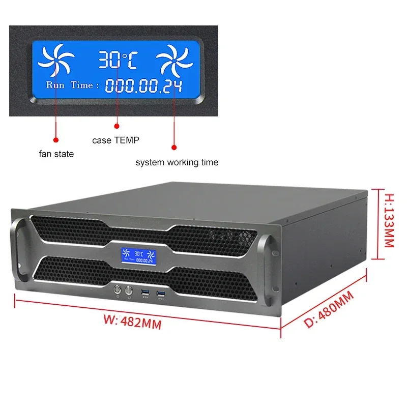 Compact Aluminum Htpc Industrial Pc Case Server 3u Support Atx Psu Computer Server Chassis With Full Pci