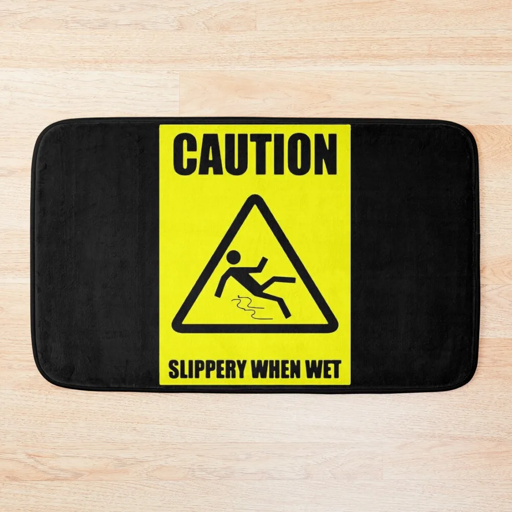 Caution Slippery When Wet Bath Mat Anti-Slip Carpet Foot Bathroom Bathroom Deco Mat