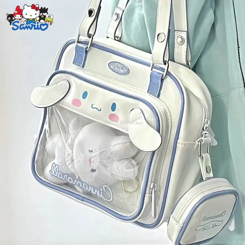 Kawaii Sanrio Kuromi Cinnamoroll Ita Bag for Women PU Transparent Pocket Itabag Japanese Harajuku Y2K  Preppy Bag Shoulder Bags