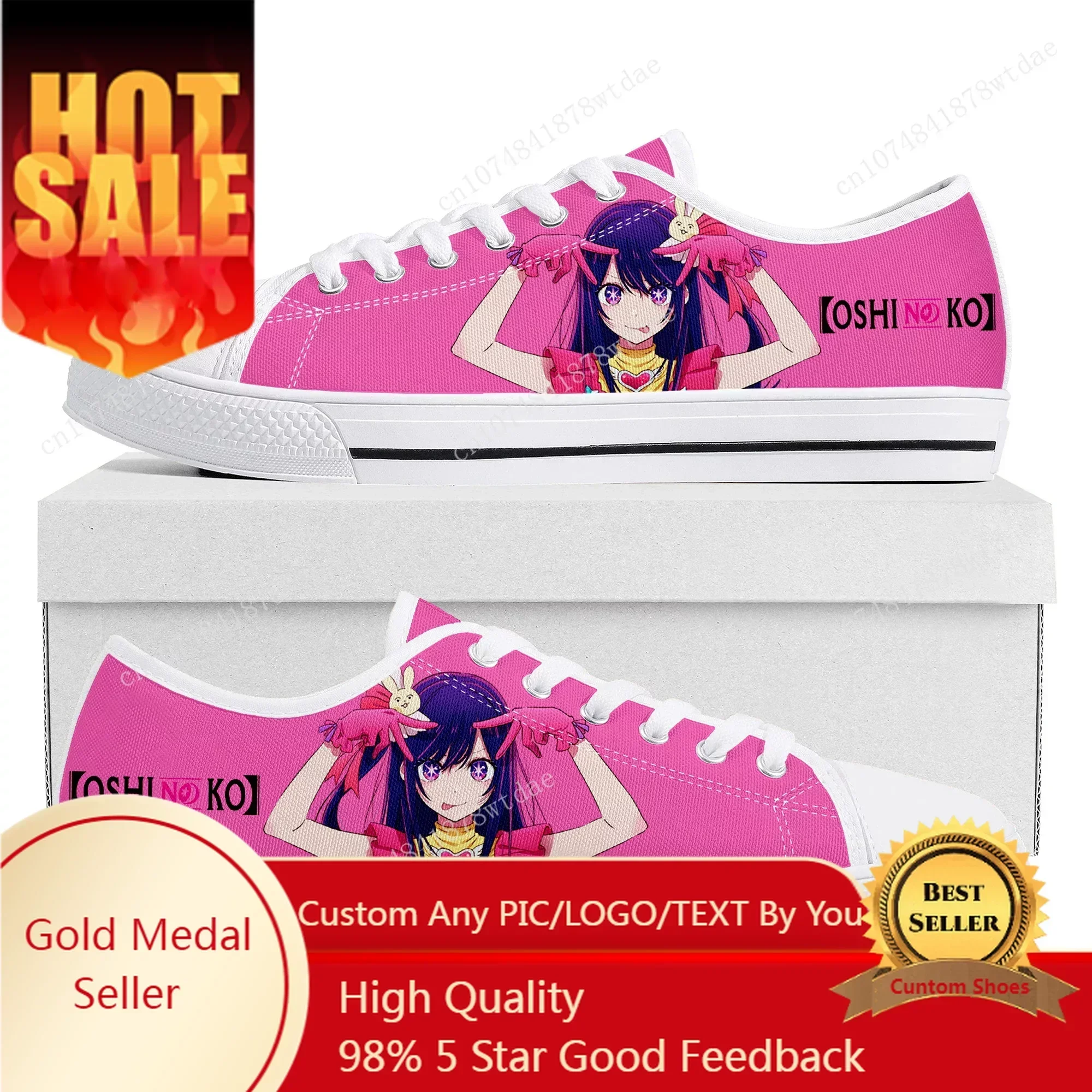 Oshi No Ko Zapatillas bajas para mujer, hombre, adolescente, Hoshino Ai, zapatillas de lona de alta calidad, pareja de cómics, Manga, zapatos hechos a medida