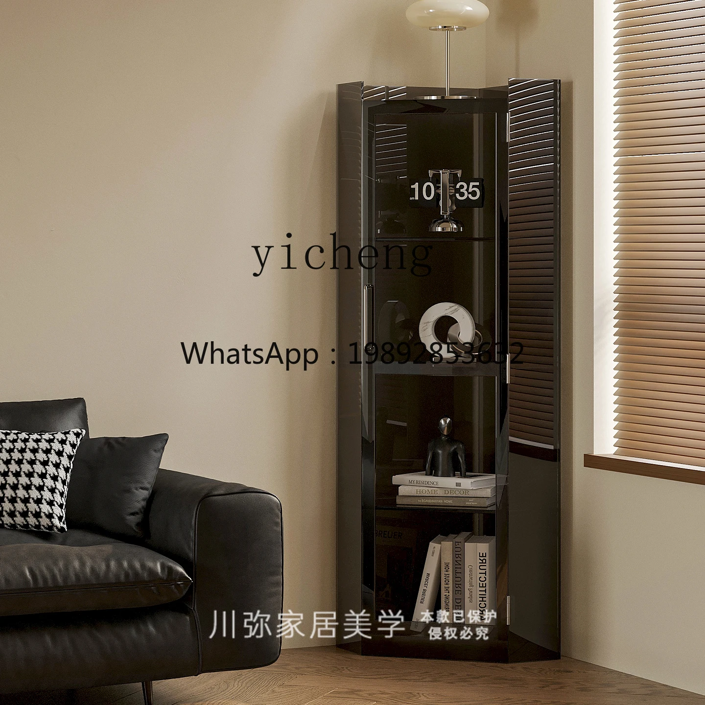 

Triangle Display Cabinet with Door Floor Locker Acrylic Corner Storage Cabinet